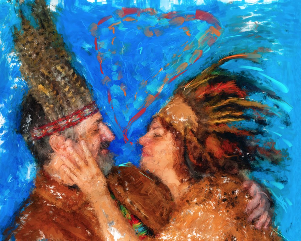 An artist's rendering of Michael and Penny in ceremony