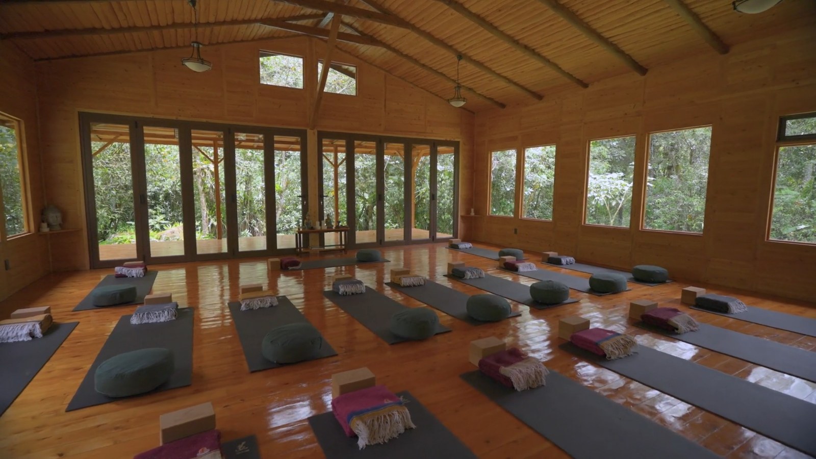 El Templo, the yoga shala at Verdesana, laid out for a session
